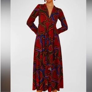 Farm Rio Rainbow Wild Hearts Maxi Dress XS